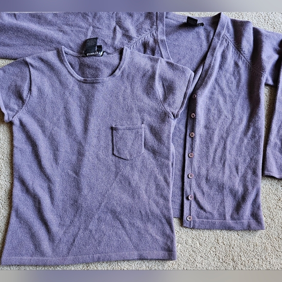 BCBGMaxAzria Purple Cashmere Cardigan Sweater Set Size XS/S - Picture 1 of 8